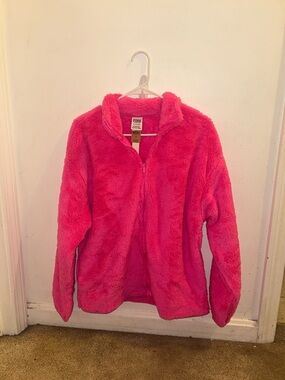 VS Pink hot pink full zip fleece jacket
